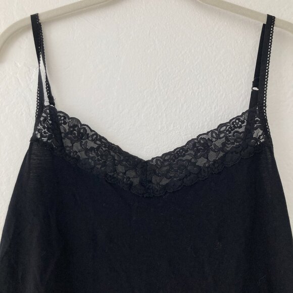 ELLE Black Lace Trim Tank Top Y2K Whimsigoth 90s XL Bella Swan Elena Gilbert - Picture 2 of 10